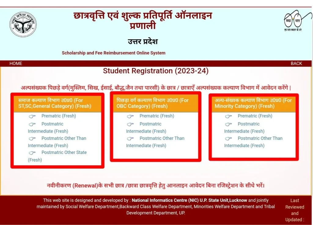 UP Scholarship Registration Last Date